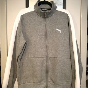 Mens Gray Puma Zip Up Athletic Fleece (LG)